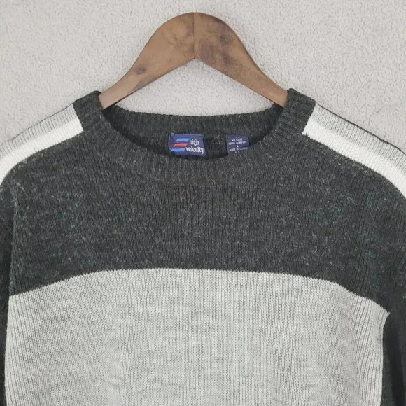 Vtg High Velocity Men's sweater Large Color Block Crewneck Long Sleeve 29PT - Picture 8 of 9